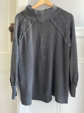 We the Free Boho chunky waffle sweater with cowl neckline-Oversized small